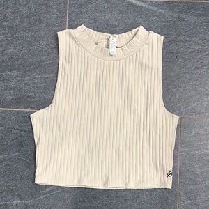 NWOT P'tula Cream Ribbed Crop Top
